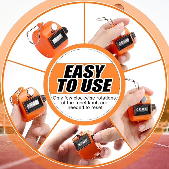 Draupnir 24Pcs Handheld Tally Counter, Metal Pitch Counter Hand Mechanical Counters Clickers for School Event, 8 Colors Counting Numbers for Coaching, Fishing, People, Golf Lap, Stadiumand Sport Row
