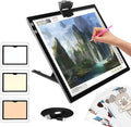 Wireless Rechargeable A3 LED Light Pad w/Built-in Foldable Stand, 3 Color Tone, 6 Levels of Brightness, Battery Powered Evenly Illuminated Light Box for Tracing Drawing and Diamond Painting