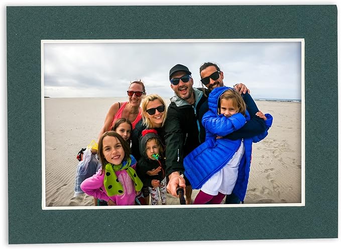 8.5x11 Mat Bevel Cut for 7x9 Photos - Acid Free Forest Green Precut Matboard - For Pictures, Photos, Framing - 4-ply Thickness