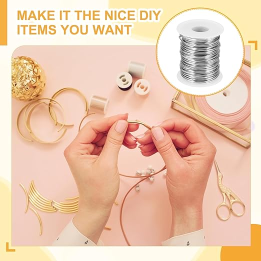uxcell 16 Gauge / 1.5mm Anodized Aluminum Wire for Jewelry Craft Making, 102 Feet Bendable Flexible Wire for DIY Home Decor Gardening Sculpture, Silver