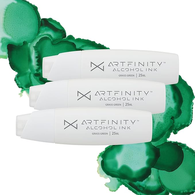 Alcohol Inks 3 Pack - Vibrant, Professional, Dye-Based Alcohol Inks for Artfinity Alcohol Markers, Artists, Drawing, & More! - Grass Green BG5-6