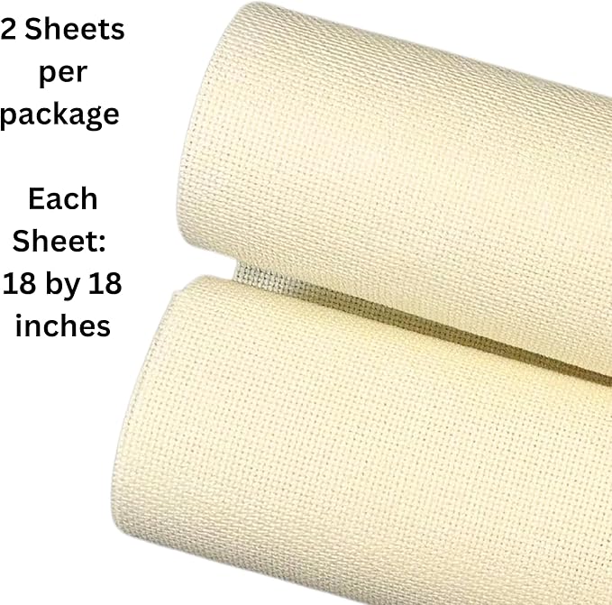 2 Sheets of Ivory 14 Count Aida Cloth – 18 x 18 Inch Pre-Cut Fabric Squares – Cross Stitch Fabric – 100% Cotton – Ideal for Needlework & Embroidery – The Knotty Unicorn
