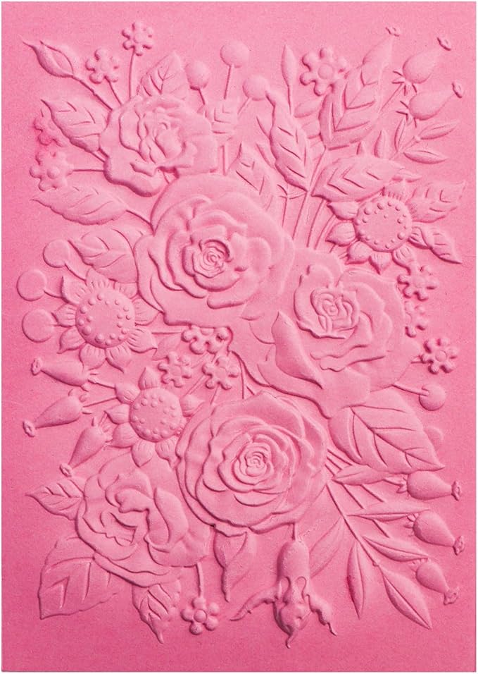 BAOFALI 3D Embossing Folder for Card Making,Rose Garden Clear Plastic Texture Fades Embossing Folder Template for Scrapbooking and Other Paper Craft Album Stamps DIY Decoration 6.3" L x 4.5" W