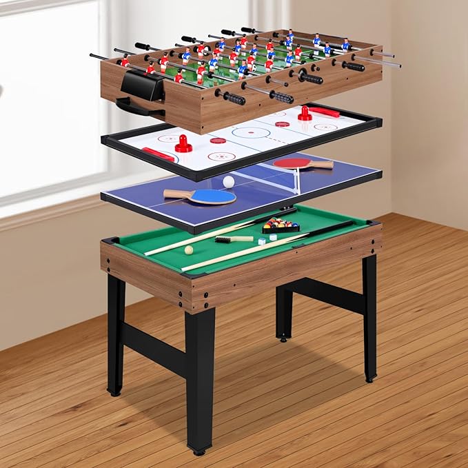 12-in-1 Game Table - 48" Combo Game Table, Ping Pong Table, Foosball Table, Air Hockey Table, Pool Table - Sports Arcade Games with Accessories - Ideal for Game Rooms and Family Game Nights!
