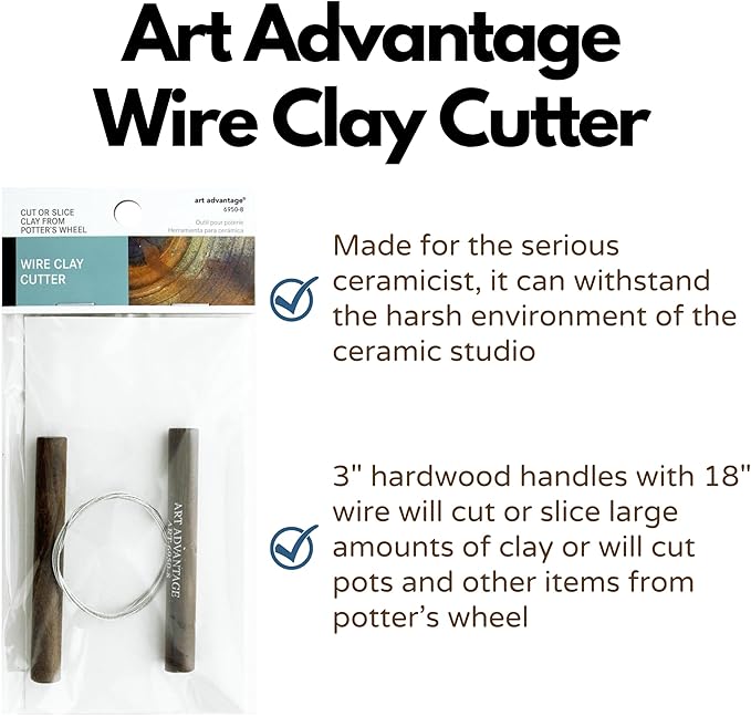 Art Advantage Wire Clay Cutter - Durable Pottery Wire Tool for Clay Cutting, Sculpting, Pottery Craft, Ceramic Arts, Modeling, and DIY Clay Projects