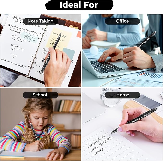M&G Erasable Gel Pens, 12 Pcs Erasable Pen Fine Point 0.5mm, Black Erasable Gel Ink Pen with Comfort Grip and Cap, Make Mistakes Disappear for Drawing Writing Planner and Crossword Puzzles