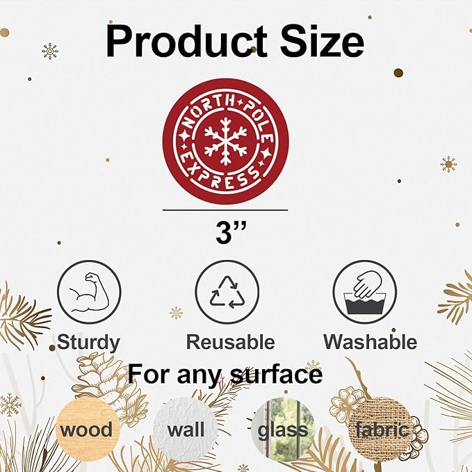 Small Christmas Stencils for Crafts Reusable 3inch Christmas Stencil Holiday Stencils for Painting on Wood Slice Tier Tray Gift Tag Decor