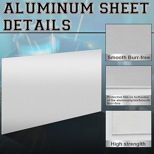 1 Pack 5052 Aluminum Sheet Metal 12" x 24" Aluminum Plate 1/8 (0.125'') Inch Thickness Rectangle Metal Panels for Industry Crafting Handcraft DIY Projects