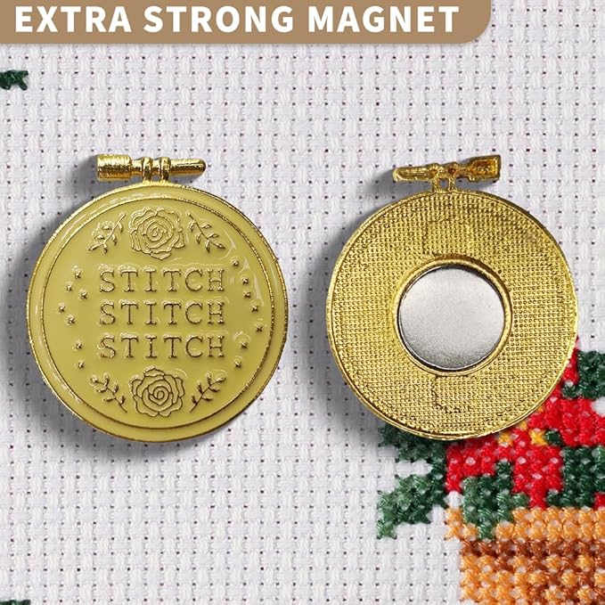 Needle Minder Magnet, Magnetic Needle Minder, Needle Minders Magnetic Cross Stitch Accessories, Magnetic Needle Holder, Life Tree, Butterfly, Cats, Owl, Heart (Gold)