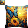 Fanxvivy Stamped Cross Stitch Kits for Adults Beginners Pillow Needlepoint Kit with Embroidery Pattern Needlework Kit Prestamped Stitches Kit 11CT Cross Stitching-Butterfly Sunflower 18x18 inch