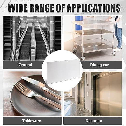 1 Pcs 430 Stainless Steel Sheet Metal 10 x 8 Inches 24GA Metal Plates Panel #4 Brushed Finish Magnetic Mount Board Wall Food Truck Restaurant Crafting Kitchen Floor Trailer Garage Gym