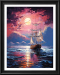 Leczany Cross Stitch Stamped Kit for Adults or Kids - Sailing and Sunset | DIY Embroidery Starter Patterns Craft Kit Needlepoint for Beginner | 11CT, 3 Strands | 13.4x17.7 inches