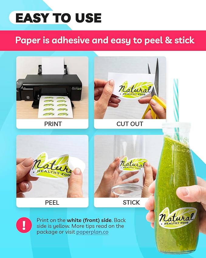 Sticker Paper for Inkjet Printer - (30 Sheets), 8.5 x 11" Letter Size, Matte Sticker Paper - Ideal for Crafting and Printing Vibrant, Long-Lasting Designs