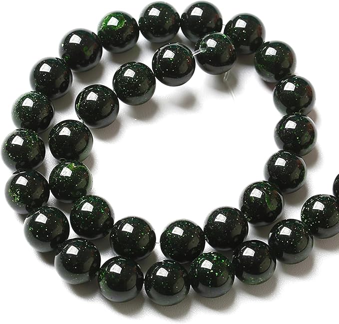 12MM 32pcs Natural Green Sandstone Energy Healing Beads Round Loose Beads for Jewelry Making Bracelet 1 Strands 15"