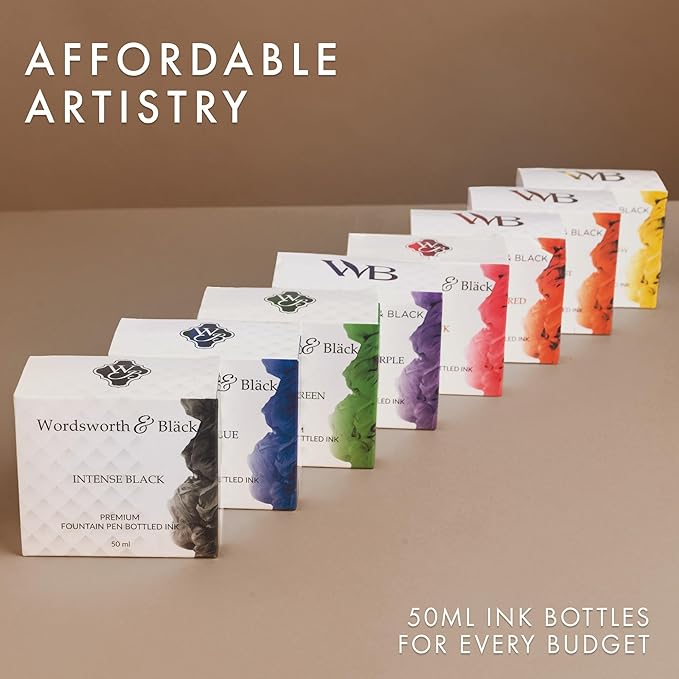Wordsworth and Black Fountain Pen Ink Bottle (50 ml) Premium Luxury Edition, [Yellow] Fountain Pens Bottled Ink; Classic Designed Bottle Smooth Flow 50 ml