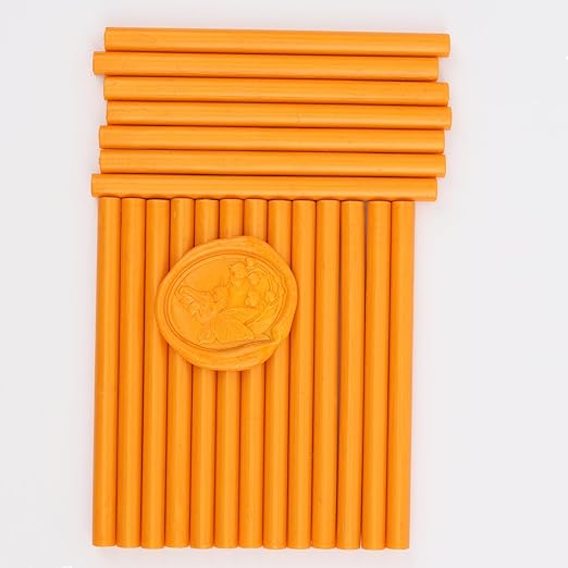 Orange Yellow Wax Seal Sticks, ONWINPOR 20pcs Glue Gun Wax Sealing Sticks for Waxseal Stamp, Wedding Invitations, Envelope Letter Sealing (Orange Yellow)