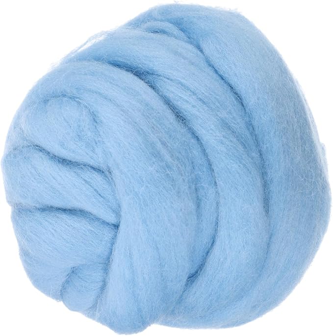 PATIKIL Wool Roving Yarn, 150G/5.3OZ Soft Felting Wool Pure Chunky Roving Yarn Bulk for Needle Felting Knitting Blanket Spinning Weaving DIY Craft, Blue