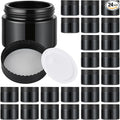 Glass Jars with Lids,Eco-Friendly Cosmetic Containers with Airtight Black Lids & Liners, Multi-Color Options for Cream, Lotion, Body Butter, DIY Skincare Travel Jars (Black, 2oz)