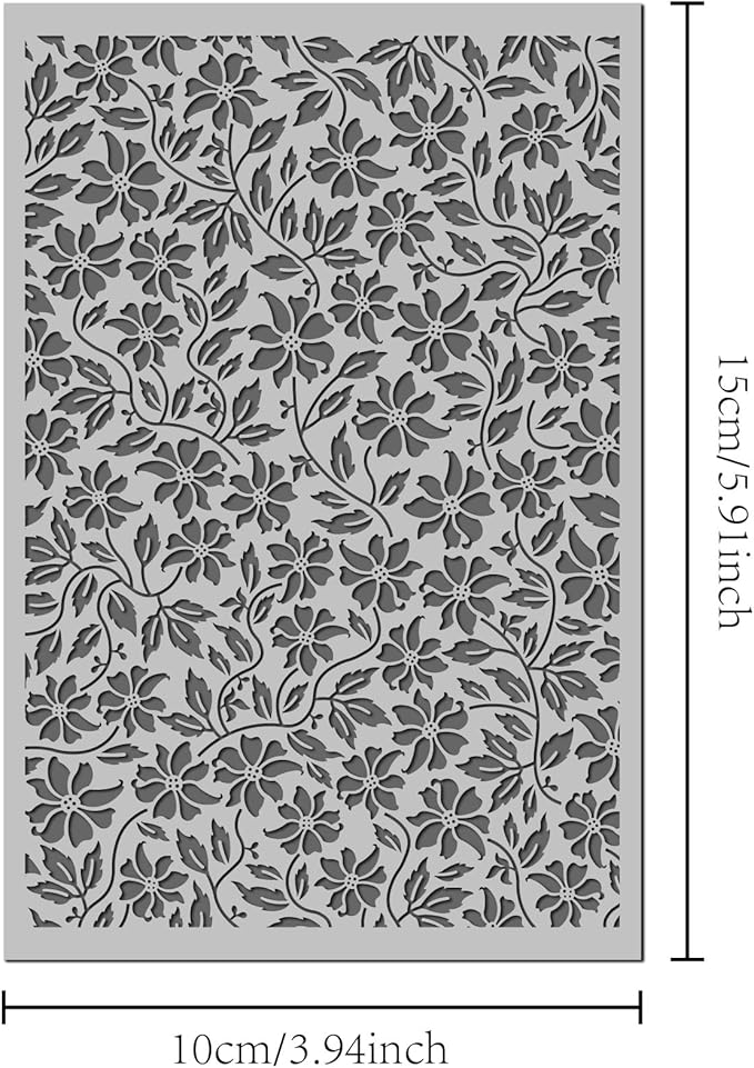 Arbuya Flowers Polymer Clay Texture Mat - Flowers Leaves Leaves Texture Sheet for Polymer Clay Jewelry Making, Earring Charms, DIY Craft Supplies