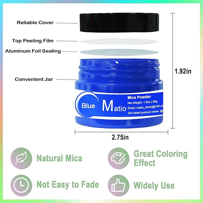 Matio Gold Mica Powder for Epoxy Resin, 1.8oz/ 50g Pearlescent Effect Mica Powder Natural Color Pigment for Soap Making, Bath Bomb, Candle Dye, Resin Craft, Paint, Nails Art, Jewelry, Slime Pigment