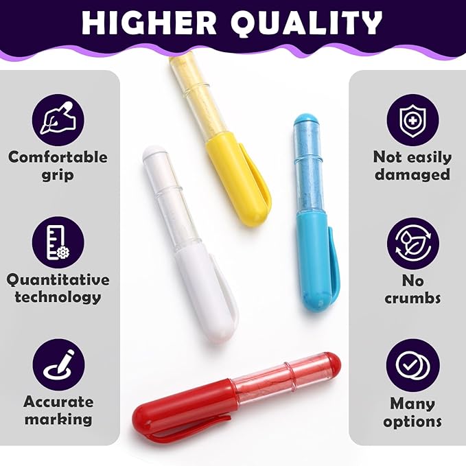 4PCS Sewing Chalk for Fabric, Wipeable and Washable Fabric Chalk for Sewing, Tailors Chalk for Fabric Etailed Marking on Fabrics, Cottons, Leathers - Blue, White, Red, Yellow