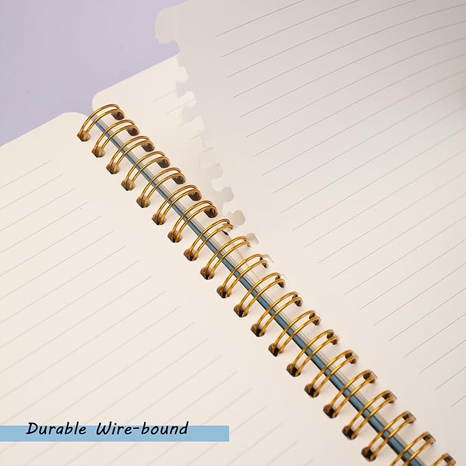 Spiral Notebook for Women, Durable A5 Leather Hardcover Notebooks, 140 Lined Pages, Cute Notebooks for Perfect Supplies at School, 8.3 x 6.2 in