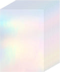 36 Sheets Holographic Sticker Paper Clear A4 Vinyl Sticker Paper Self Adhesive Waterproof Transparent Film Gem Rainbow Star Patterns, 11.7 x 8.3 Inch (Colorful)