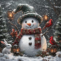 Moohue Needlepoint Kits 14ct Counted Cross Stitch Kits for Adults Printed Stamped Cross Stitch Patterns Kits Snowman Birds Rabbits Cross Stitch Supplies (Snowman Birds Rabbits)