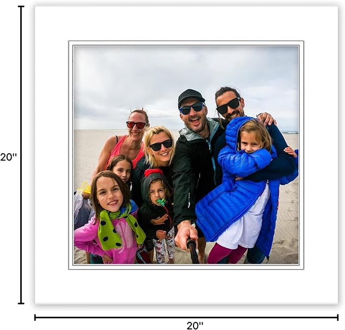 20x20 Mat for 12x12 Photo - Precut White on White Double Mat Picture Matboard for Frames Measuring 20 x 20 Inches - Bevel Cut Matte to Display Art Measuring 12 x 12 Inches - Acid Free ONE MAT