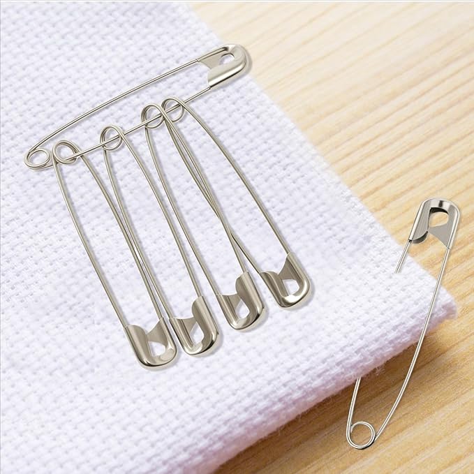 3Inch Extra Large Safety Pins - 100Pcs Heavy Duty Silver Nickel-Plated Steel - Bulk for Sewing, Crafts, Clothing, Decor & Clips