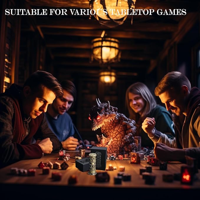DND Dice Spinner Tower Set - Unique D4 D6 D8 D10 D10% D12 D20 All in One D&D Metal Dice - Cool Role Playing Gifts for Dungeons and Dragons TRPG MTG Games Lover Player (Tower-Ancient Bronze)