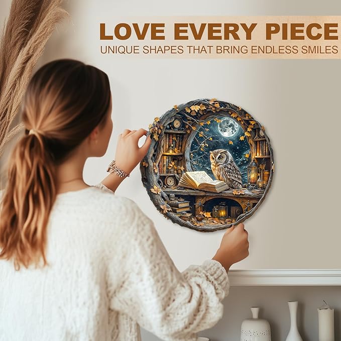 WOODBESTS Wooden Puzzles for Adults - Moonlit Owl Wooden Jigsaw Puzzle, Unique Animal Wood Puzzles Adult, Xmas Puzzle Gifts for Puzzles Lovers(270Pcs, L, 13.4"x13.4")