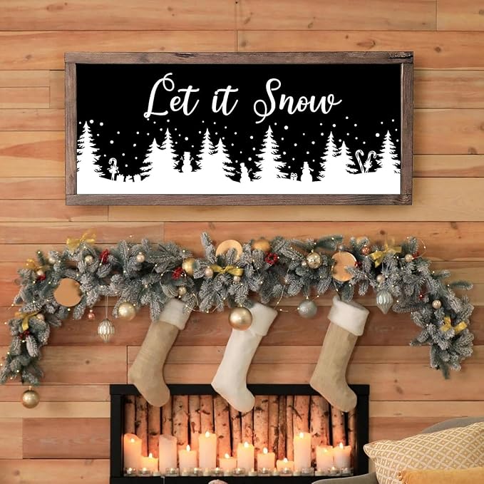 Christmas Stencils for Window Glass Large Christmas Stencil Reusable 53.1” Winter Forest House Village Holiday Drawing Templates for Painting on Window Glass Doormat Wood Sign