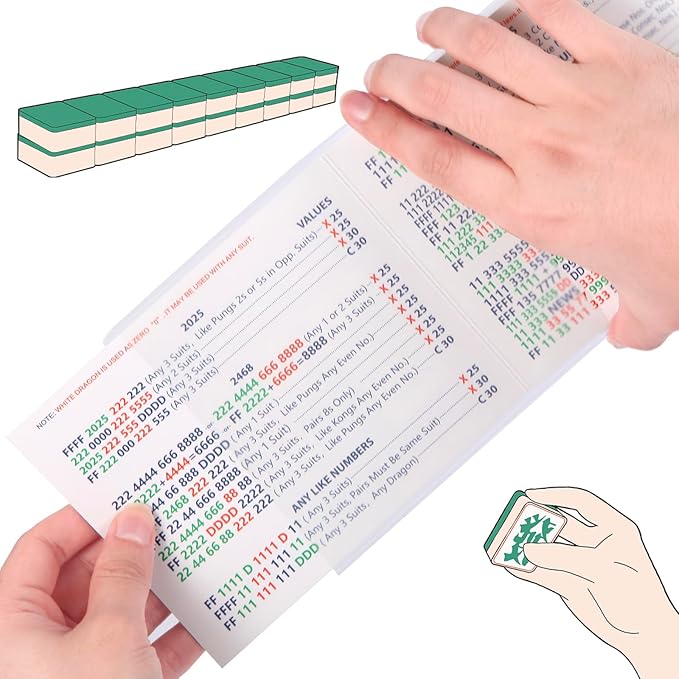 Frosted PVC Mahjong Card Sleeves - Waterproof Protectors for Mahjong Cards 2025, Soft Durable Cover fits 6.3x4.8 inch scorecard, Perfect for Mahjong Tile Set Gifts (Large-8(Included Cards))