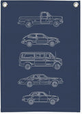Boy Room Decor,Cars Room Decor for Boys,Vintage Car Decor Linen Canvas Banner,Navy Blue Wall Hanging Pennant Flag for Boys Kids Bedroom Dorm Nursery 18x25 Inch