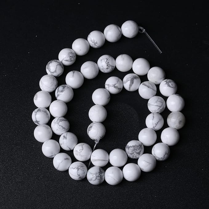 90pcs 4mm AAA Natural Stone Beads White Howlite Turquoises Round Loose Beads for Jewelry Making DIY Bracelet (White Howlite Turquoises, 4mm)