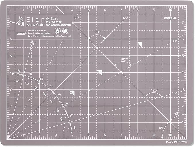 Elan Cutting Mat A4 Black & Taupe, Self Healing Cutting Mat 9x12 Inch, 5-Ply Craft Board Black, Hobby Board for Crafts 9x12 Inch