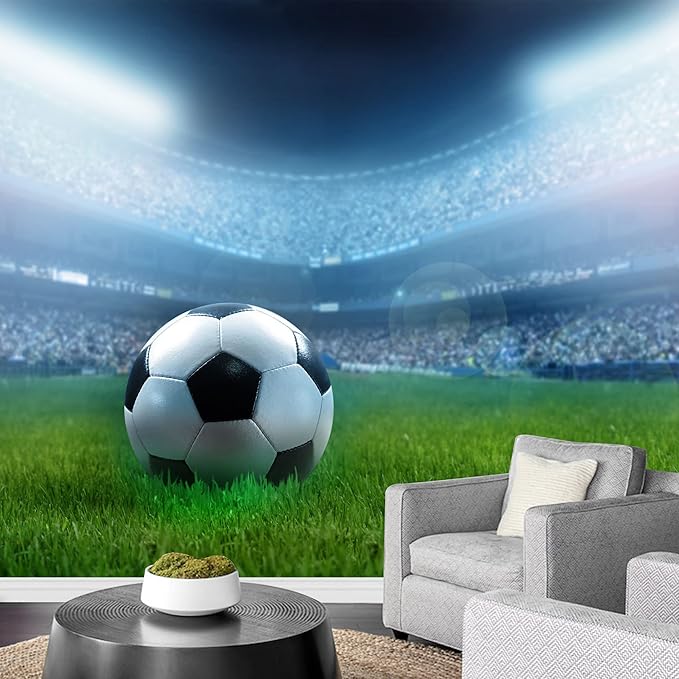 wall26 - Close Up of a Football Ball on a Full Stadium - Removable Wall Mural | Self-Adhesive Large Wallpaper - 66x96 inches