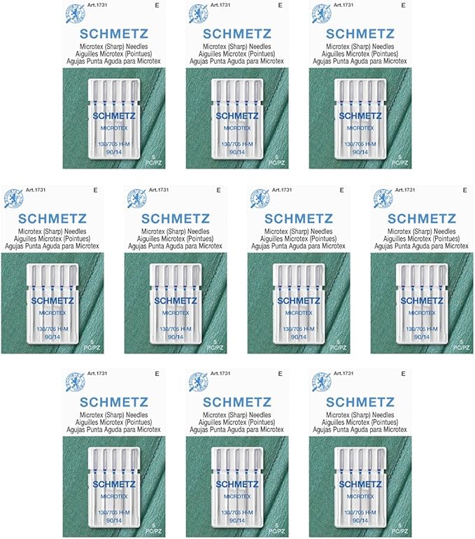SCHMETZ Microtex Sharp Sewing Machine Needles - Quilting & Topstitching Supplies, Size 90/14, 5-Needle Card, Pack of 10