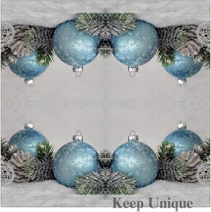 20-ct 13x13 Christmas Paper Decoupage Napkins, 3-Ply Servilletas Tissue Napkin for Dinner and Parties, Disposable Napkins (Arctic Bauble)