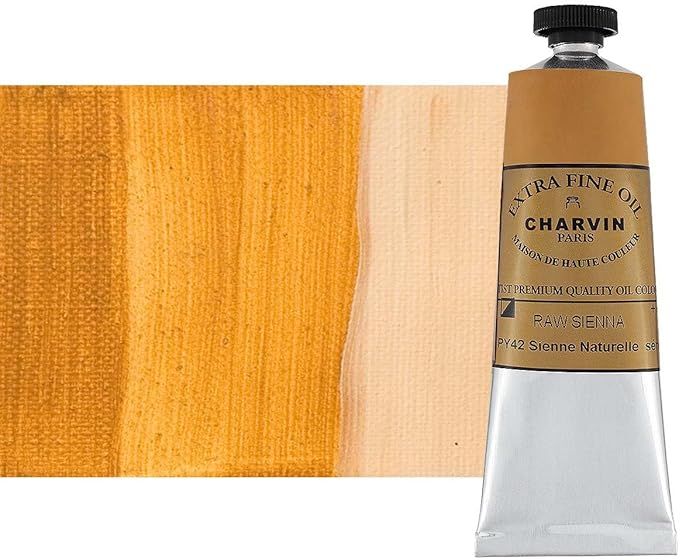 Charvin Extra Fine Oil Paint, Raw Sienna 60 mL - Triple-Milled, Rich Texture, Poppy Oil-Based, Light-Fast, Handmade, Archival Quality