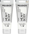 MEEDEN Titanium White Acrylic Paint: Pack of 2 Heavy Body Acrylic Paints (100ml/3.38oz x 2 Tubes)
