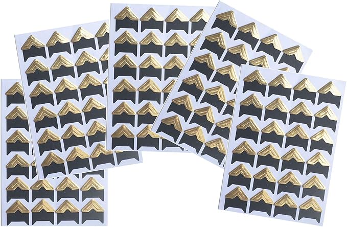 10 Sheet (240-pack) Photo Corners Self Adhesive Photo Foto Corner Stickers for Scrapbooking Personal Journal (Style2-10sheet Gold)