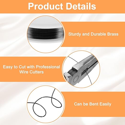 HARFINGTON 49ft Jewelry Wire, 28 Gauge (0.3mm) Brass Craft Soft Metal Tarnish Resistant Copper Beading Wire for Jewelry Making Supplies Crafting, Black
