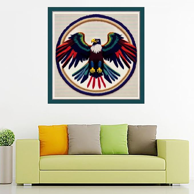 Joyhoor Cross Stitch Kits for Beginners Stamped Cross-Stitch Supplies Needlework preprint Embroidery Kits for Adults DIY Needlepoint Kits Embroidery Patterns 11CT-Colorful Eagle 17.7x17.7 inch