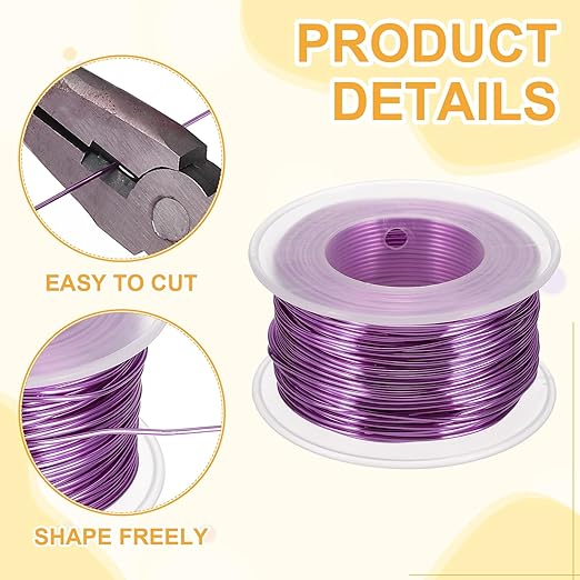 uxcell 18 Gauge / 1mm Anodized Aluminum Wire for Jewelry Craft Making, 102 Feet Bendable Flexible Wire for DIY Home Decor Gardening Sculpture, Purple