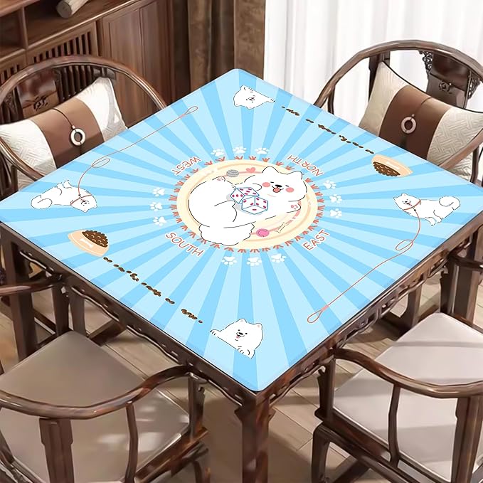 31.5'x31.5' Mahjong Mat for Table, Mahjong Cloth Cover, Mahjong Tablecloth for Poker, Board Games Table Mat, Card Games, Tile Games, Dominoes (Dog)