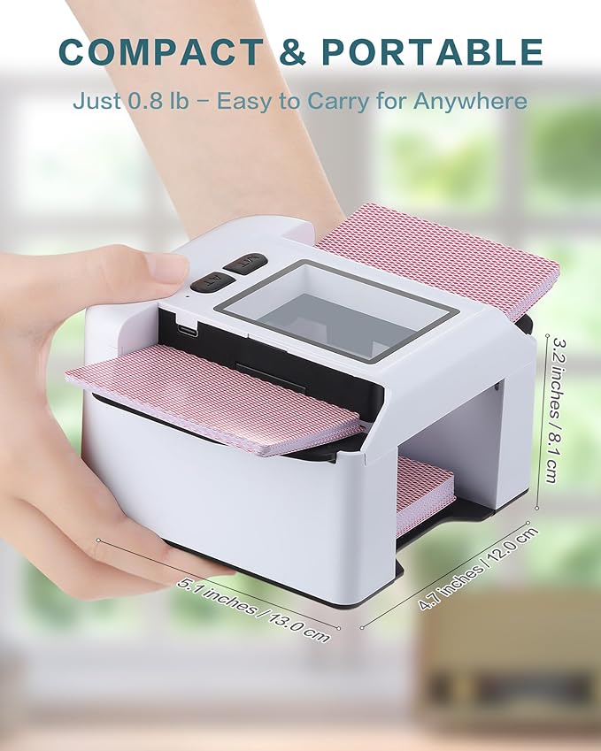 ONTILT M1 Automatic Card Shuffler with AUTO & Manual Mode, Low Noise, Rechargeable Built-in 200mAH Battery, Portable Electric Shuffling Machine for 1-2 Decks Poker, UNO, Blackjack, Skip-Bo, Phase 10