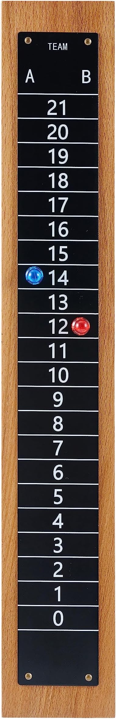 Steel Scoreboard Nailed on a Beech Board with Magnetic Score Keepers for Cornhole and Other Games (17" H x 2.75" W)