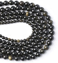 AAA Natural Gold Obsidian Gemstone Beads Energy Healing Power Stones Round Loose Beads for Jewelry Making, DIY Bracelet Necklace 6mm 60pcs